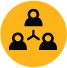 An icon depicting 3 connected outlines of people.